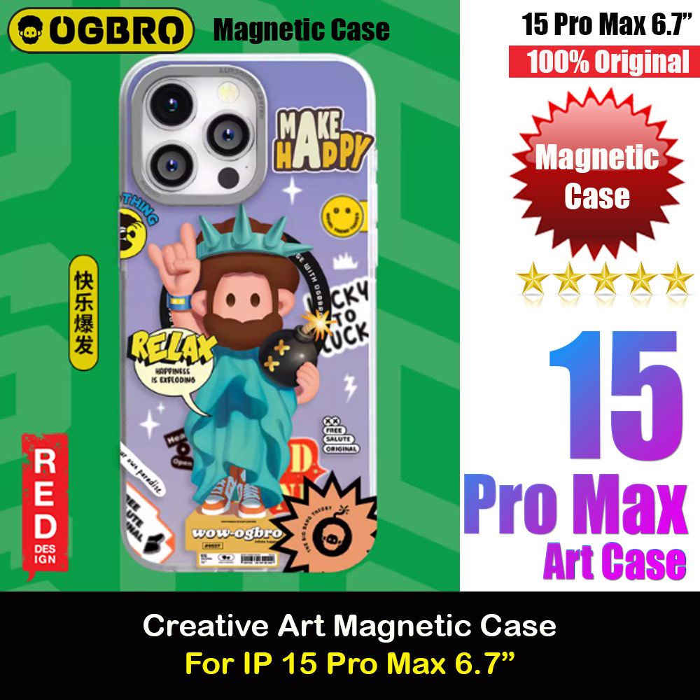Picture of OGBRO Creative Art Design Magnetic Drop Protection Case with Aluminum Lens Frame Protection for iPhone 15 Pro Max 6.7 (Freedom) Apple iPhone 15 Pro Max 6.7- Apple iPhone 15 Pro Max 6.7 Cases, Apple iPhone 15 Pro Max 6.7 Covers, iPad Cases and a wide selection of Apple iPhone 15 Pro Max 6.7 Accessories in Malaysia, Sabah, Sarawak and Singapore 