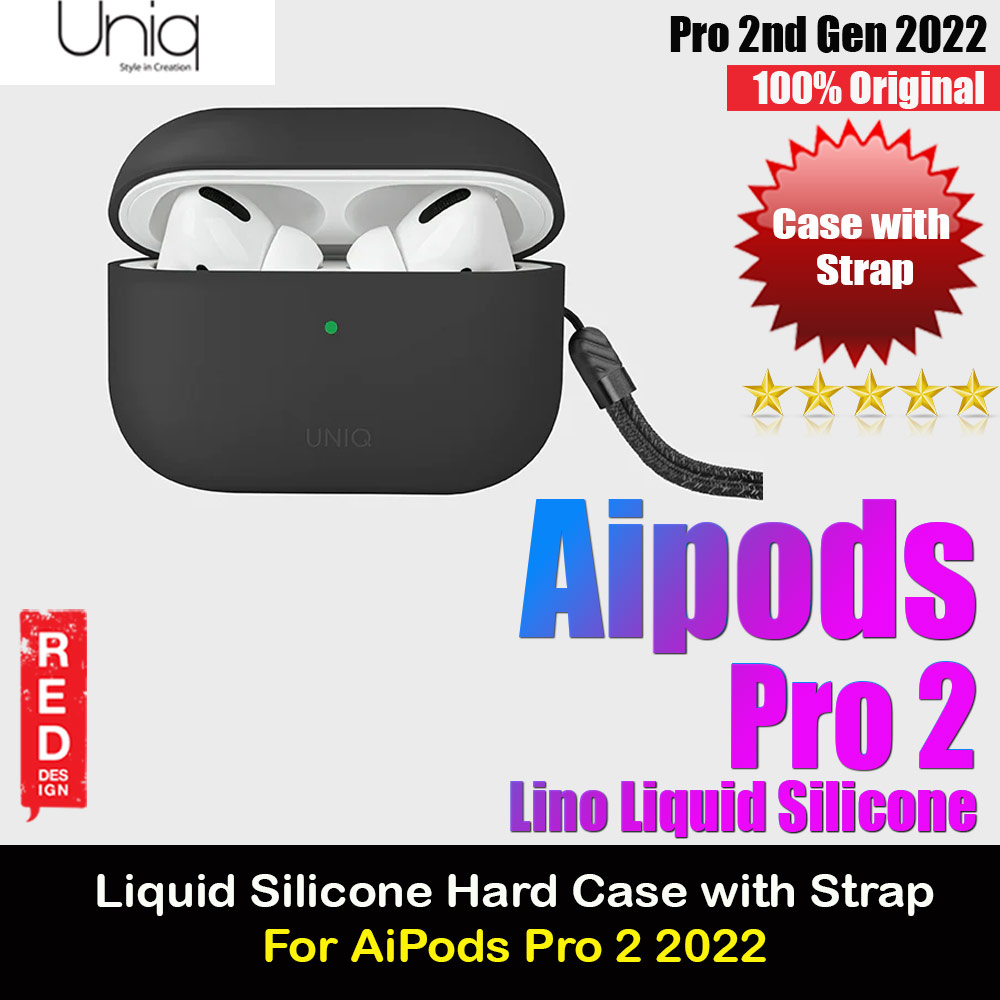 Picture of Uniq Lino Liquid Silicone Protective Hard Case with Strap for Apple Airpods Pro 2 (Grey) Apple Airpods Pro 2- Apple Airpods Pro 2 Cases, Apple Airpods Pro 2 Covers, iPad Cases and a wide selection of Apple Airpods Pro 2 Accessories in Malaysia, Sabah, Sarawak and Singapore 