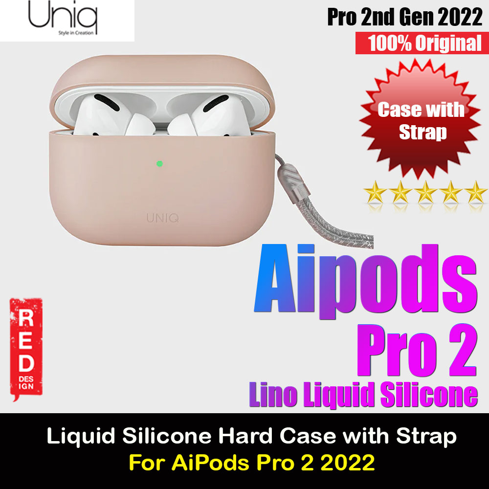 Picture of Uniq Lino Liquid Silicone Protective Hard Case with Strap for Apple Airpods Pro 2 (Pink) Apple Airpods Pro 2- Apple Airpods Pro 2 Cases, Apple Airpods Pro 2 Covers, iPad Cases and a wide selection of Apple Airpods Pro 2 Accessories in Malaysia, Sabah, Sarawak and Singapore 