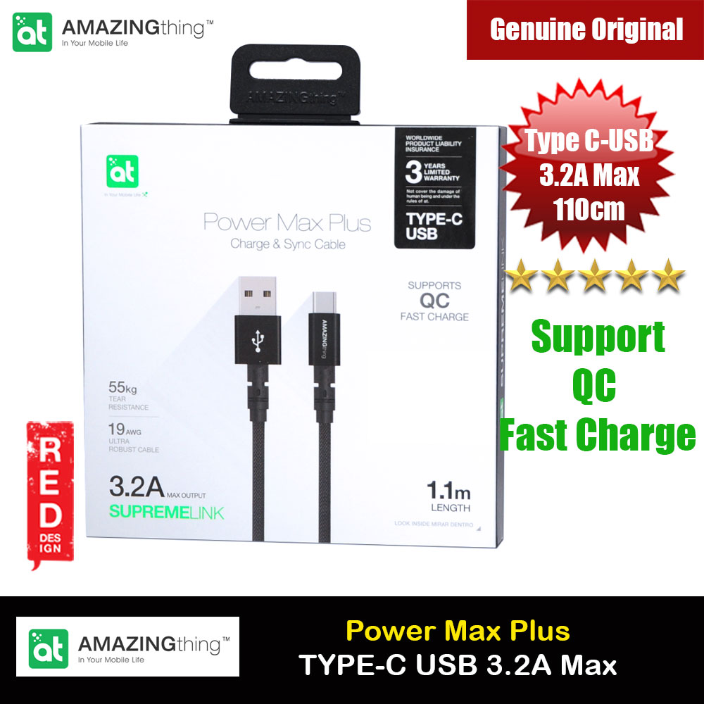 Picture of Amazingthing Supremelink Power Max Plus Type-C USB Cable 3.2A Max Support QC Fast Charge with for Huawei Samsung Oppo 110cm (Black) Red Design- Red Design Cases, Red Design Covers, iPad Cases and a wide selection of Red Design Accessories in Malaysia, Sabah, Sarawak and Singapore 