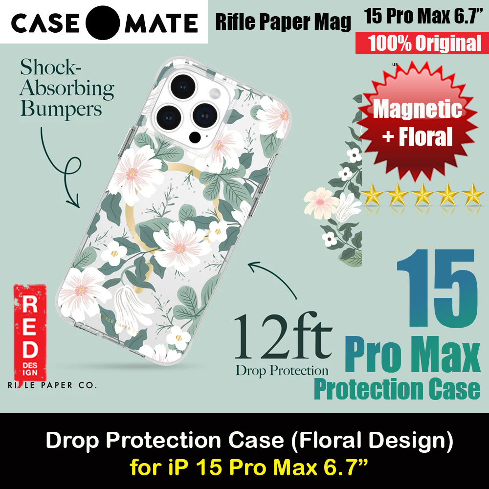 Picture of Case Mate Case-Mate Rifle Paper Co Floral Design Drop Protection Case with Magnetic Charging for iPhone 15 Pro Max 6.7 (Willow) iPhone Cases - iPhone 14 Pro Max , iPhone 13 Pro Max, Galaxy S23 Ultra, Google Pixel 7 Pro, Galaxy Z Fold 4, Galaxy Z Flip 4 Cases Malaysia,iPhone 12 Pro Max Cases Malaysia, iPad Air ,iPad Pro Cases and a wide selection of Accessories in Malaysia, Sabah, Sarawak and Singapore. 