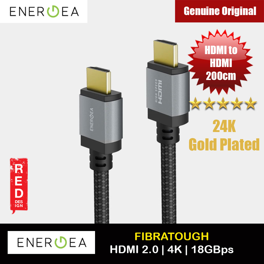 Picture of Energea Fibra Tough 24K Gold Plate 4K HDMI to HDMI 2.0 with Audio Return Channel 18GBps Bandwidth Ethernet High Definition Compatible HDMI Cable (200cm) Red Design- Red Design Cases, Red Design Covers, iPad Cases and a wide selection of Red Design Accessories in Malaysia, Sabah, Sarawak and Singapore 