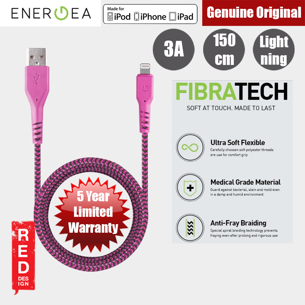 Picture of Energea FIBRA TOUGH Lightning Cable for Apple iPhone X iPhone 8 Plus iPad 150cm (Pink) iPhone Cases - iPhone 14 Pro Max , iPhone 13 Pro Max, Galaxy S23 Ultra, Google Pixel 7 Pro, Galaxy Z Fold 4, Galaxy Z Flip 4 Cases Malaysia,iPhone 12 Pro Max Cases Malaysia, iPad Air ,iPad Pro Cases and a wide selection of Accessories in Malaysia, Sabah, Sarawak and Singapore. 