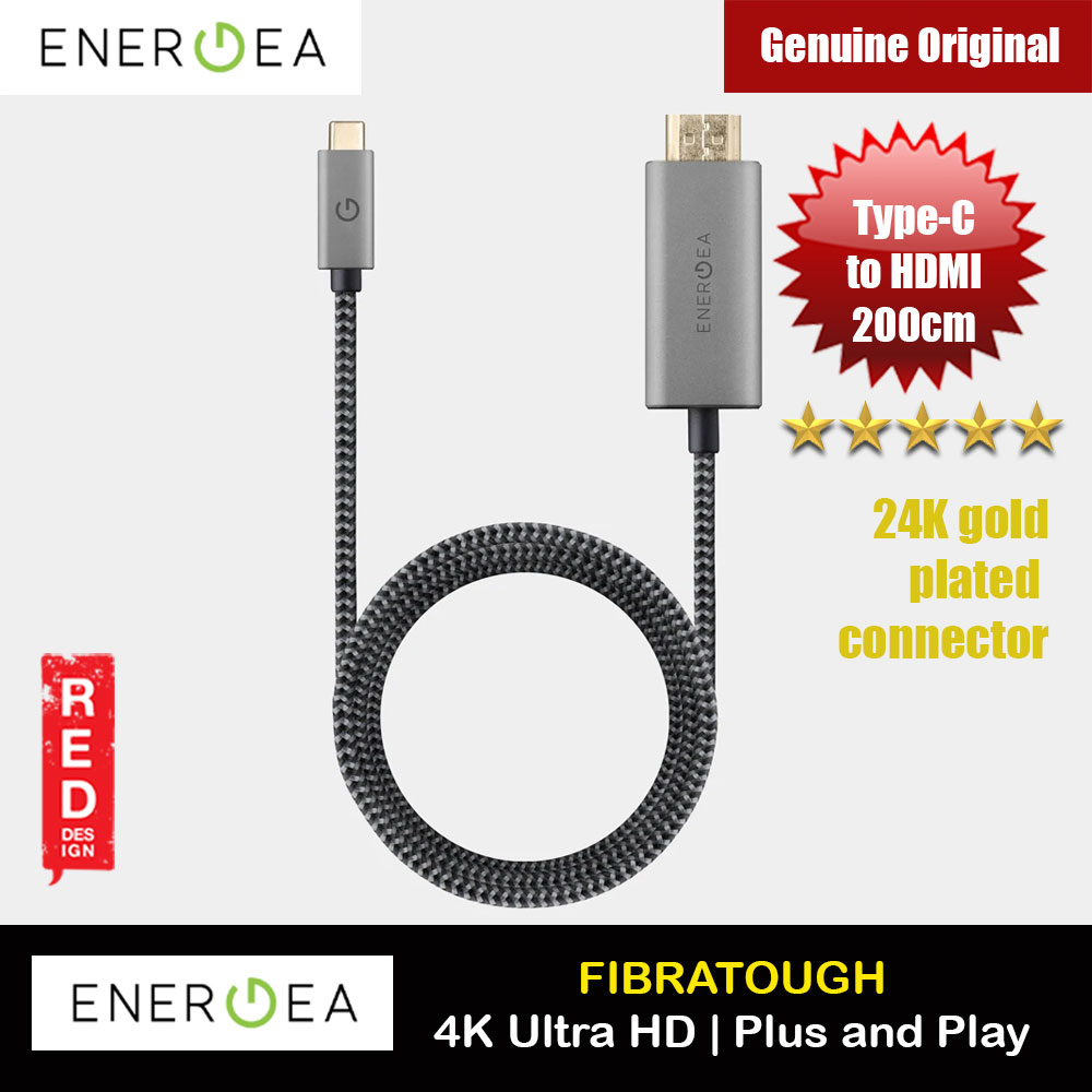 Picture of Energea Fibra Tough 24K Gold Plate 4K USB C  to HDMI Type C to HDMI Cable for Macbook Laptop with Type C Port (200cm) iPhone Cases - iPhone 14 Pro Max , iPhone 13 Pro Max, Galaxy S23 Ultra, Google Pixel 7 Pro, Galaxy Z Fold 4, Galaxy Z Flip 4 Cases Malaysia,iPhone 12 Pro Max Cases Malaysia, iPad Air ,iPad Pro Cases and a wide selection of Accessories in Malaysia, Sabah, Sarawak and Singapore. 