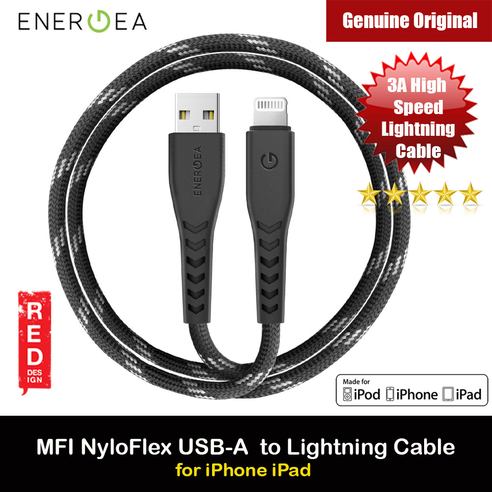 Picture of Energea NYLOFLEX MFI 3A Rapid Charge and Sync Lightning Cable 150CM (Black) Red Design- Red Design Cases, Red Design Covers, iPad Cases and a wide selection of Red Design Accessories in Malaysia, Sabah, Sarawak and Singapore 