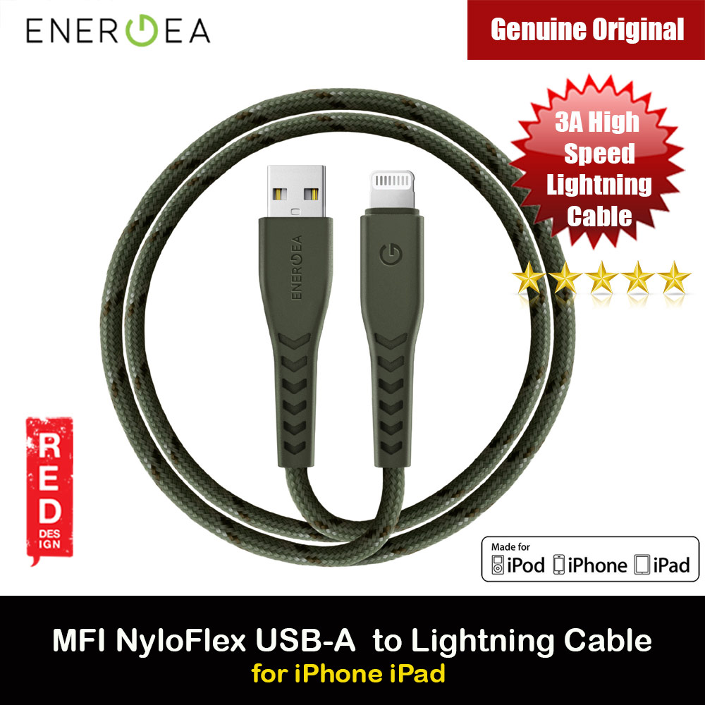 Picture of Energea NYLOFLEX MFI 3A Rapid Charge and Sync Lightning Cable 150CM (Green) iPhone Cases - iPhone 14 Pro Max , iPhone 13 Pro Max, Galaxy S23 Ultra, Google Pixel 7 Pro, Galaxy Z Fold 4, Galaxy Z Flip 4 Cases Malaysia,iPhone 12 Pro Max Cases Malaysia, iPad Air ,iPad Pro Cases and a wide selection of Accessories in Malaysia, Sabah, Sarawak and Singapore. 