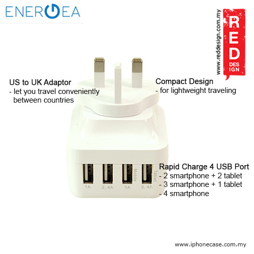 Picture of Energea Travel World 6.8A 4 USB Wall Charger with UK US AU Adaptor and Travel Organiser
