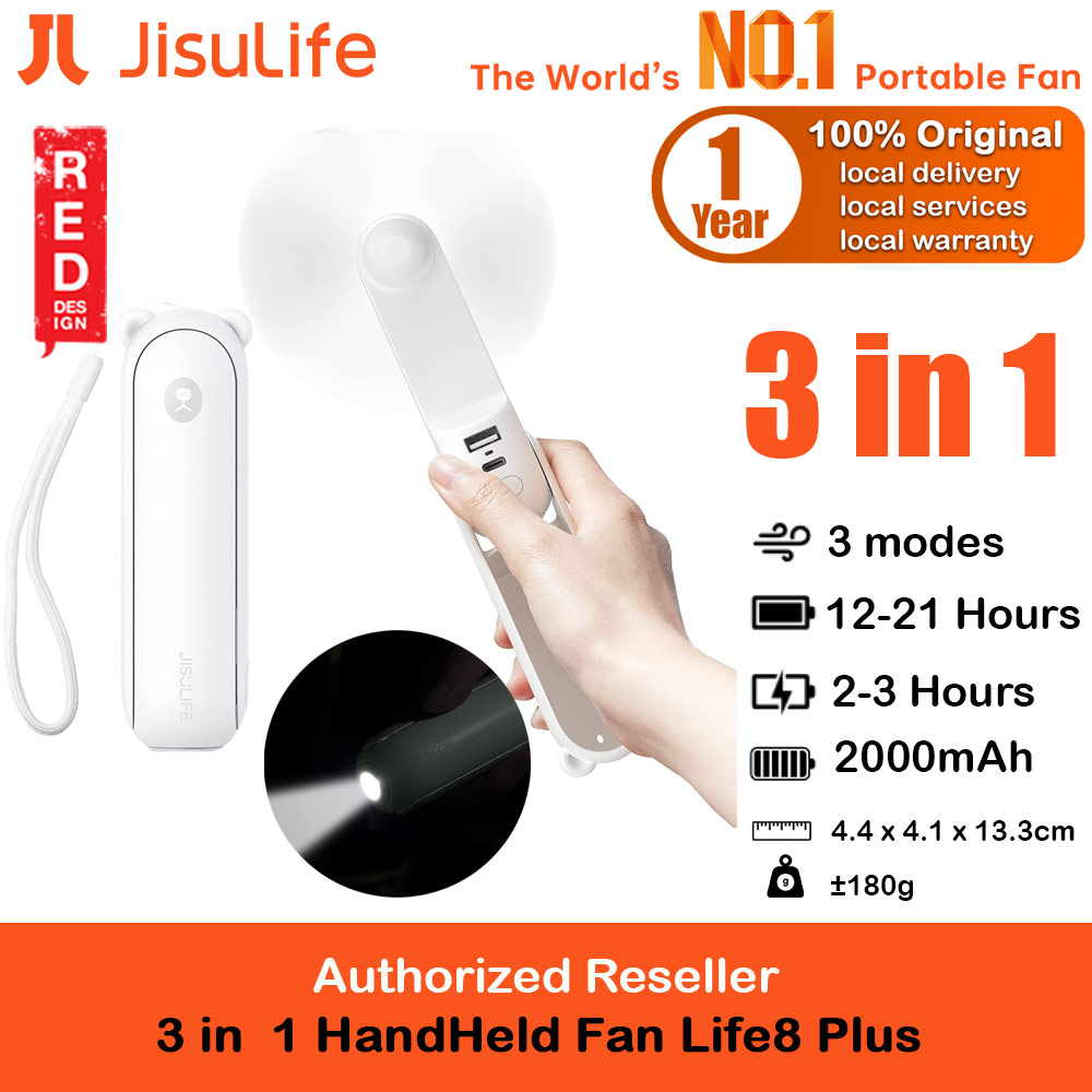 Picture of Jisulife 3 in 1 Mini Handheld Fan USB Rechargeable Fan Power Bank with Flash Light for Office OutdoorTravel Hiking Camping Concert Indoor Court F8 (White) iPhone Cases - iPhone 14 Pro Max , iPhone 13 Pro Max, Galaxy S23 Ultra, Google Pixel 7 Pro, Galaxy Z Fold 4, Galaxy Z Flip 4 Cases Malaysia,iPhone 12 Pro Max Cases Malaysia, iPad Air ,iPad Pro Cases and a wide selection of Accessories in Malaysia, Sabah, Sarawak and Singapore. 