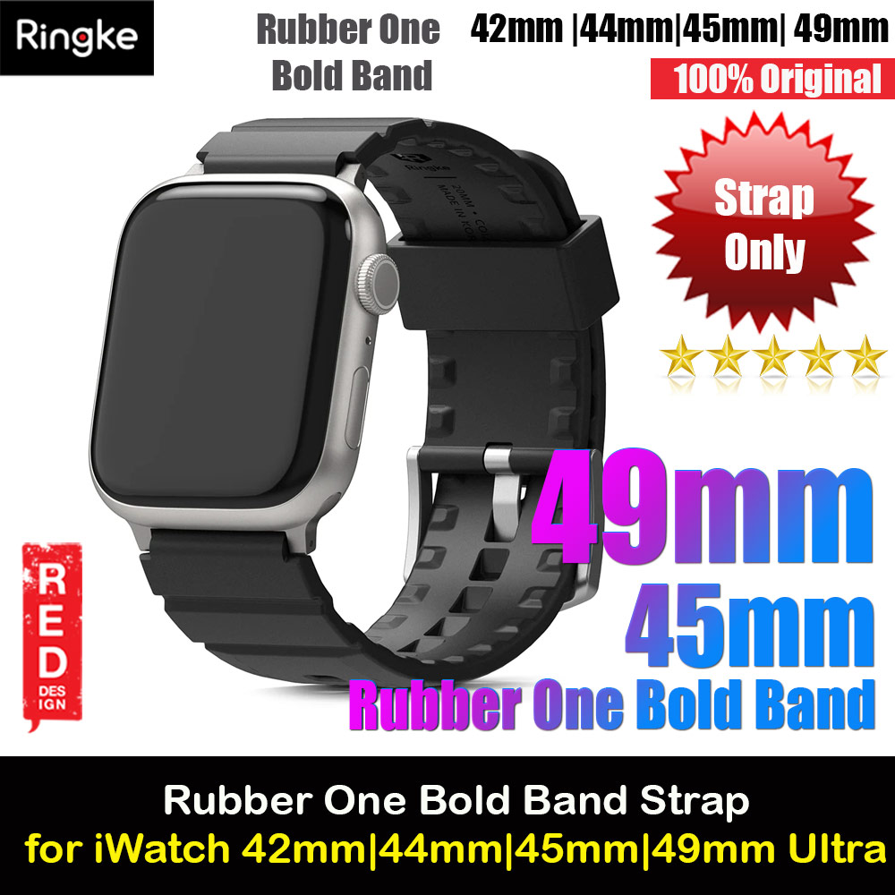 Picture of Ringke TPU Rubber One Band Bold Waterproof Sweat Proof Strap for Apple Watch Series 4 5 6 8 42mm 44mm 45mm 49mm Ultra (Black) Apple Watch 42mm- Apple Watch 42mm Cases, Apple Watch 42mm Covers, iPad Cases and a wide selection of Apple Watch 42mm Accessories in Malaysia, Sabah, Sarawak and Singapore 