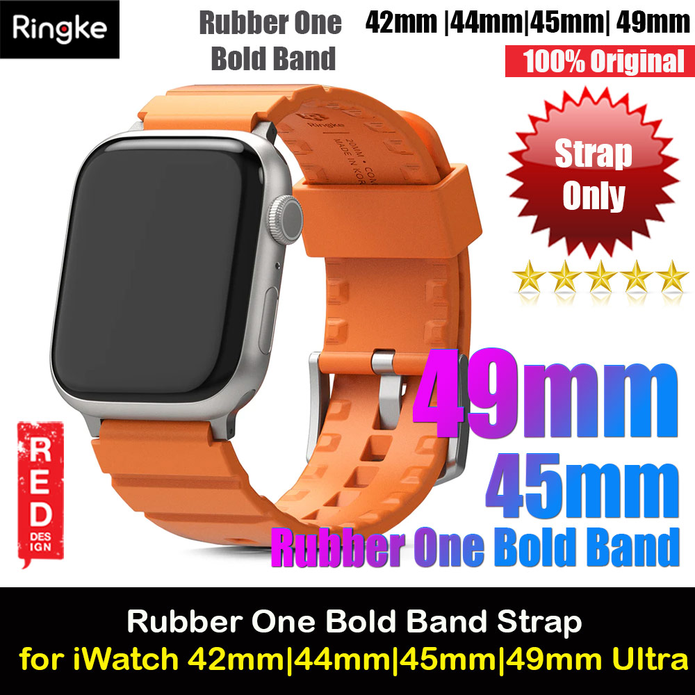Picture of Ringke TPU Rubber One Band Bold Waterproof Sweat Proof Strap for Apple Watch Series 4 5 6 8 42mm 44mm 45mm 49mm Ultra (Orange) Apple Watch 42mm- Apple Watch 42mm Cases, Apple Watch 42mm Covers, iPad Cases and a wide selection of Apple Watch 42mm Accessories in Malaysia, Sabah, Sarawak and Singapore 