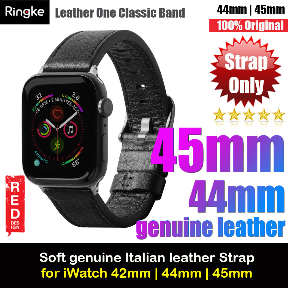 Picture of Ringke Genuine Leather One Classic Strap for Apple Watch Series 4 5 6 8 9 42mm 44mm 45mm 49mm Ultra (Black) Apple Watch 42mm- Apple Watch 42mm Cases, Apple Watch 42mm Covers, iPad Cases and a wide selection of Apple Watch 42mm Accessories in Malaysia, Sabah, Sarawak and Singapore 