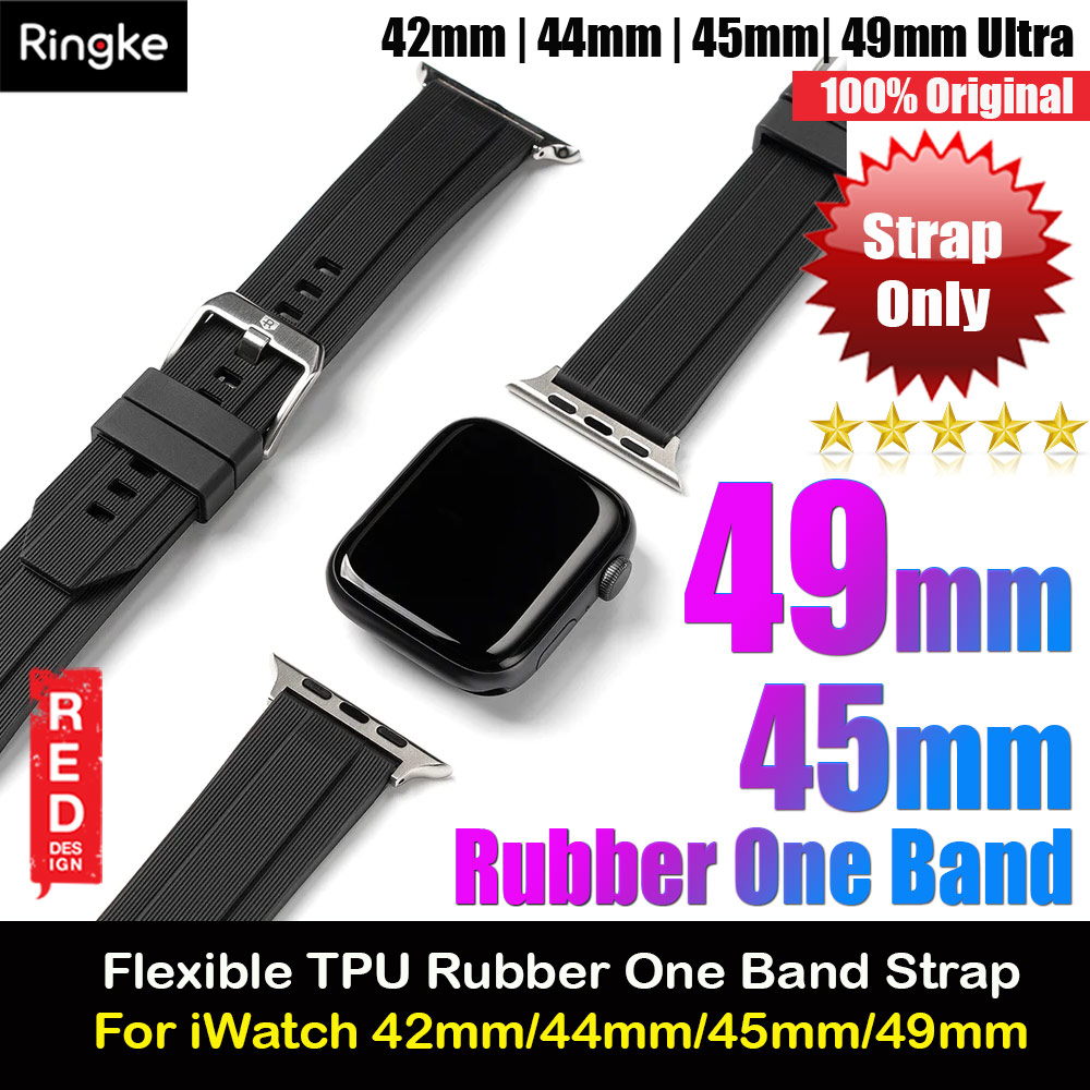 Picture of Ringke TPU Rubber One Band Waterproof Sweat Proof Strap for Apple Watch Series 4 5 6 8 42mm 44mm 45mm 49mm Ultra (Black) Apple Watch 42mm- Apple Watch 42mm Cases, Apple Watch 42mm Covers, iPad Cases and a wide selection of Apple Watch 42mm Accessories in Malaysia, Sabah, Sarawak and Singapore 