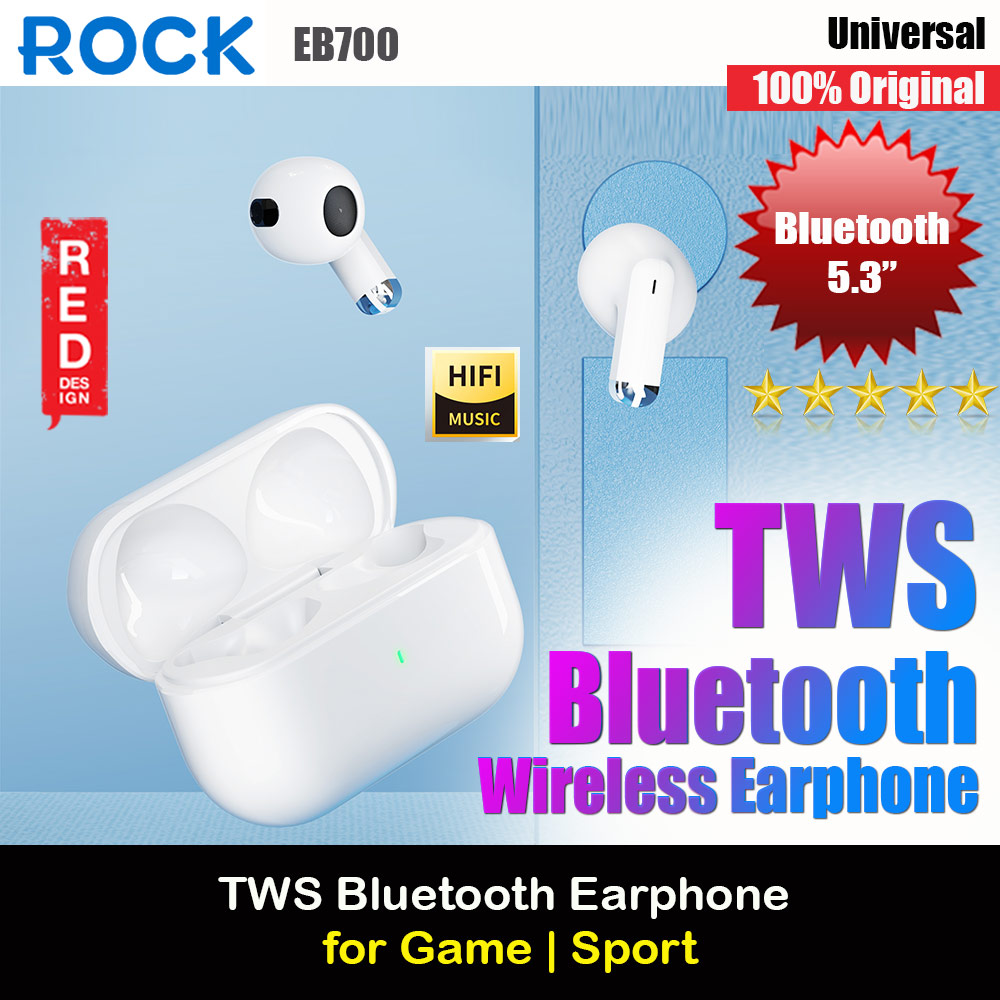 Picture of Rock EB700 Bluetooth 5.3 HIFI TWS True Wireless Bluetooth Earphone Earbuds (White) Red Design- Red Design Cases, Red Design Covers, iPad Cases and a wide selection of Red Design Accessories in Malaysia, Sabah, Sarawak and Singapore 