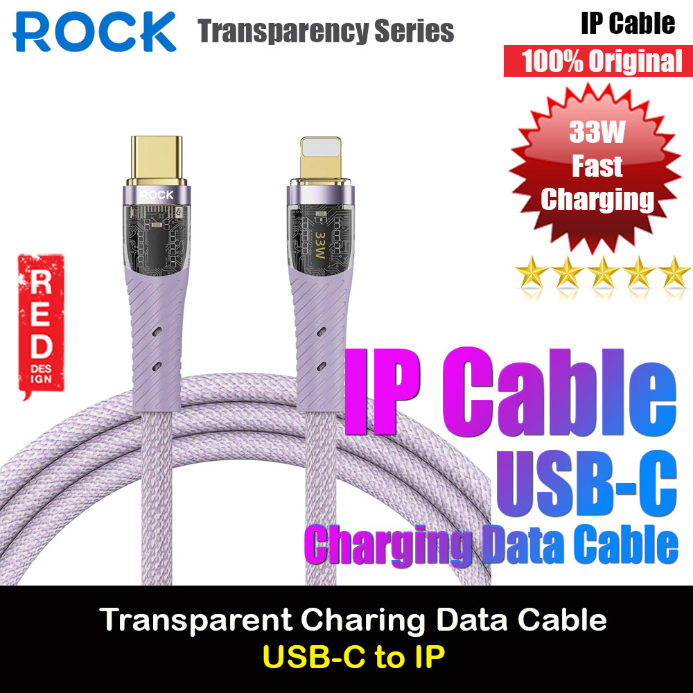 Picture of ROCK Z21 PD 33W Transparent Series Fast Charging Data Cable USB-C to Lightning Cable (Purple) Red Design- Red Design Cases, Red Design Covers, iPad Cases and a wide selection of Red Design Accessories in Malaysia, Sabah, Sarawak and Singapore 