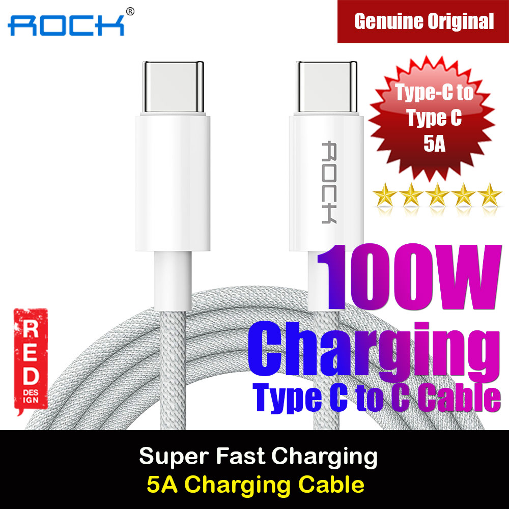 Picture of ROCK Type C to C 100W 5A PD Fast Charge Flash Charge Cable for iPad Pro 11 Huawei Xiaomi Samsung Galaxy Ultra 22 (White) Red Design- Red Design Cases, Red Design Covers, iPad Cases and a wide selection of Red Design Accessories in Malaysia, Sabah, Sarawak and Singapore 
