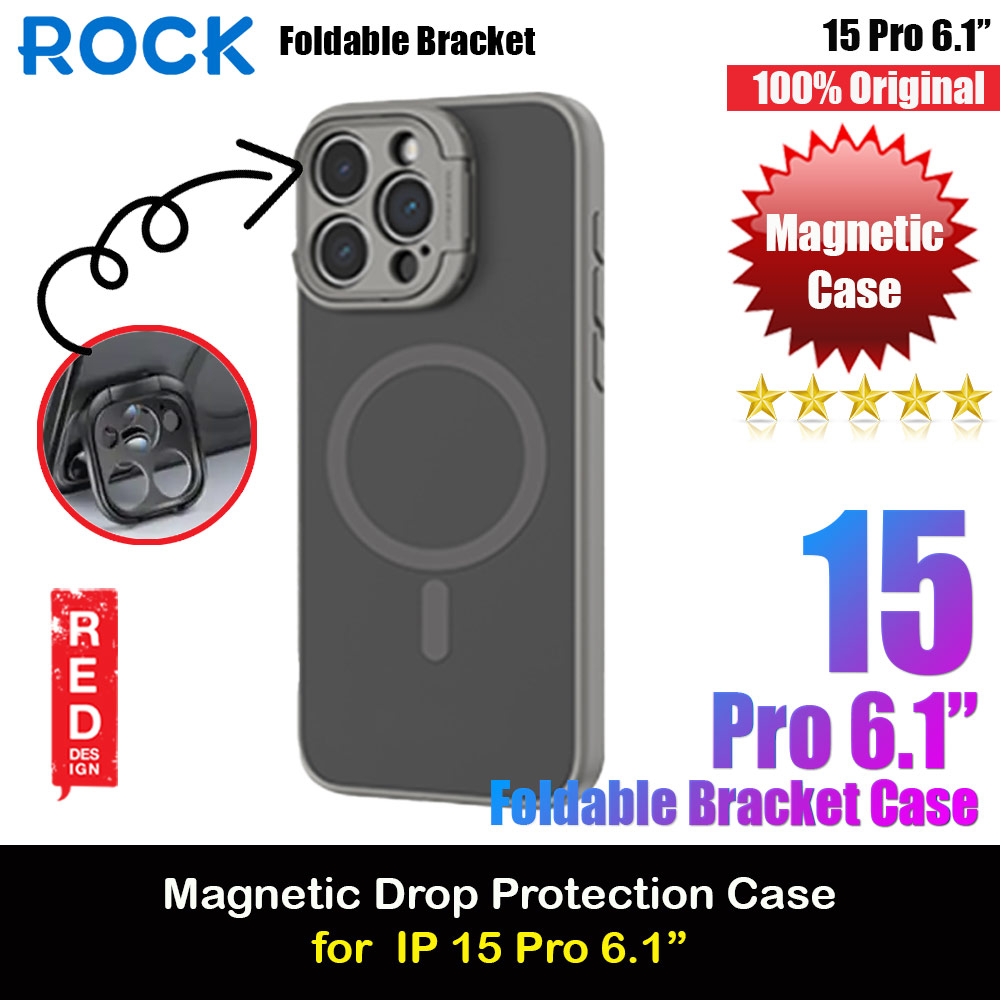 Picture of Rock Guard Foldable Lens Bracket Kickstand Magnetic Drop Protection Case for iPhone 15 Pro 6.1 (Grey) Apple iPhone 15 Pro 6.1- Apple iPhone 15 Pro 6.1 Cases, Apple iPhone 15 Pro 6.1 Covers, iPad Cases and a wide selection of Apple iPhone 15 Pro 6.1 Accessories in Malaysia, Sabah, Sarawak and Singapore 