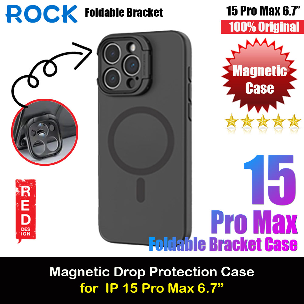 Picture of Rock Guard Foldable Lens Bracket Kickstand Magnetic Drop Protection Case for iPhone 15 Pro Max 6.7 (Black) Apple iPhone 15 Pro Max 6.7- Apple iPhone 15 Pro Max 6.7 Cases, Apple iPhone 15 Pro Max 6.7 Covers, iPad Cases and a wide selection of Apple iPhone 15 Pro Max 6.7 Accessories in Malaysia, Sabah, Sarawak and Singapore 