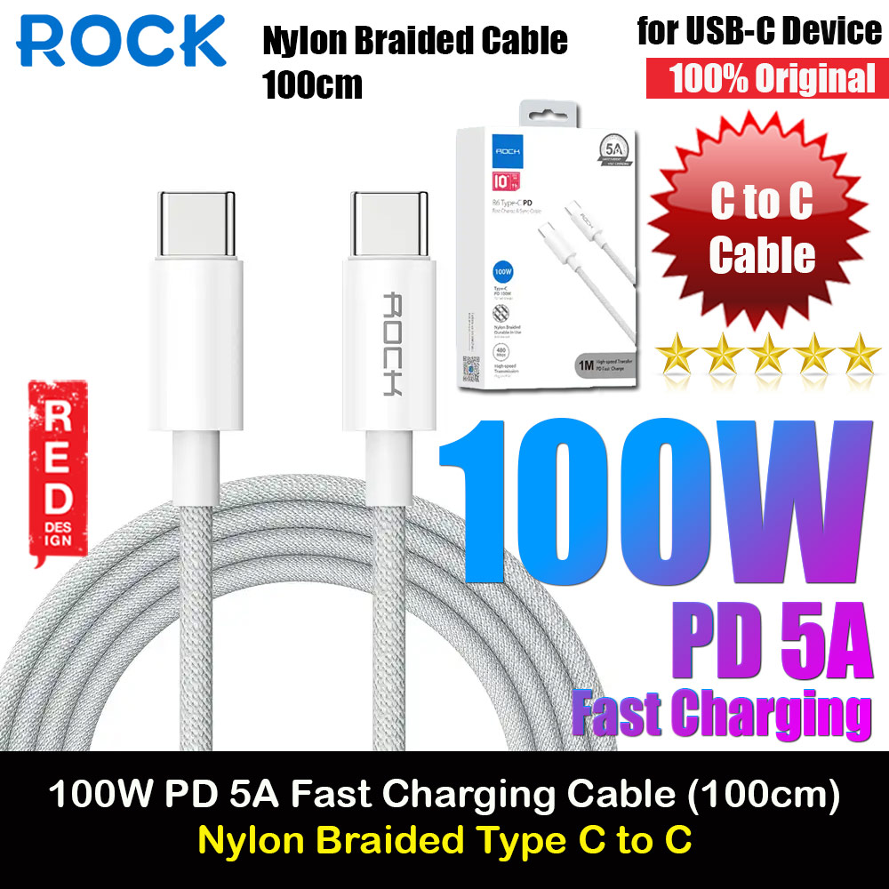 Picture of ROCK R6 Top Quality Type C to C 100W Charging Cable 5A Fast Charging Cable for iPhone 15 Pro Max Huawei Xiaomi Samsung (100cm 1M) Red Design- Red Design Cases, Red Design Covers, iPad Cases and a wide selection of Red Design Accessories in Malaysia, Sabah, Sarawak and Singapore 