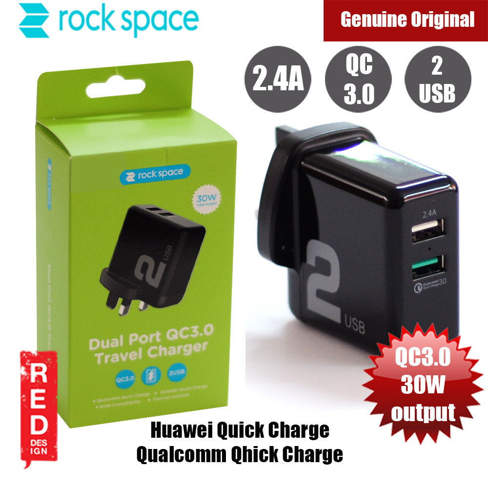 Picture of Rock Space T13 Dual Port QC 3.0 Travel Charger (UK Black) iPhone Cases - iPhone 14 Pro Max , iPhone 13 Pro Max, Galaxy S23 Ultra, Google Pixel 7 Pro, Galaxy Z Fold 4, Galaxy Z Flip 4 Cases Malaysia,iPhone 12 Pro Max Cases Malaysia, iPad Air ,iPad Pro Cases and a wide selection of Accessories in Malaysia, Sabah, Sarawak and Singapore. 