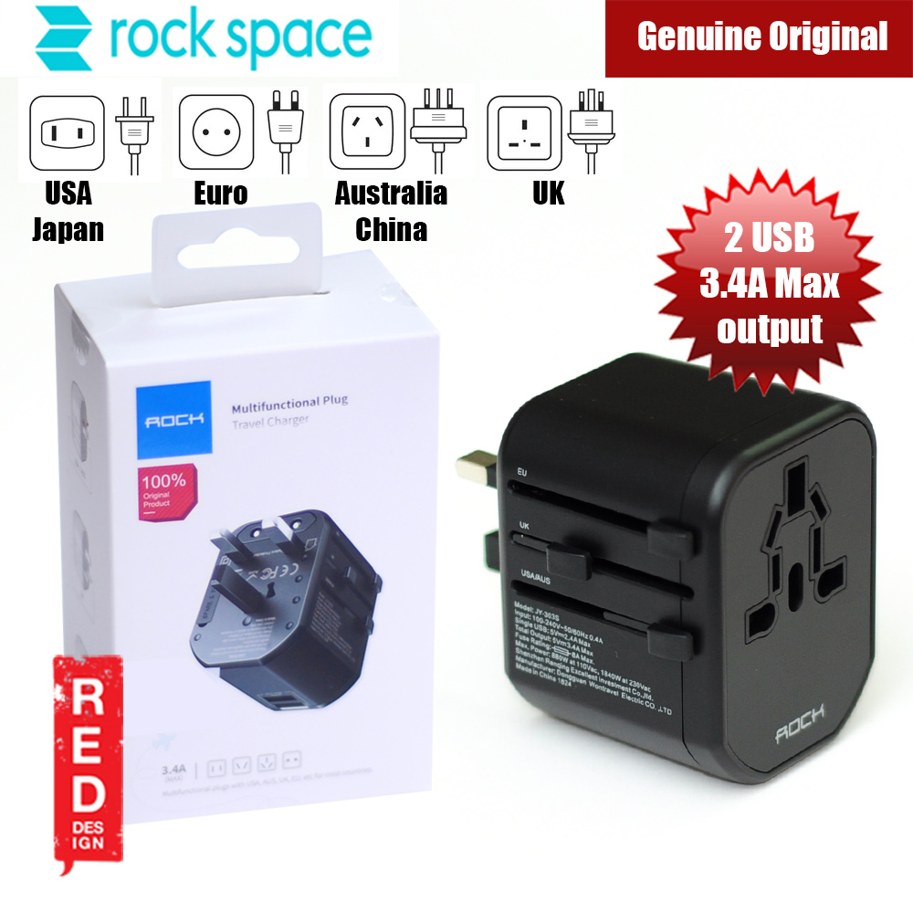Picture of Rock Multifunctional Plug Travel Charger with 2 USB 3.4A Max Output (Black) iPhone Cases - iPhone 14 Pro Max , iPhone 13 Pro Max, Galaxy S23 Ultra, Google Pixel 7 Pro, Galaxy Z Fold 4, Galaxy Z Flip 4 Cases Malaysia,iPhone 12 Pro Max Cases Malaysia, iPad Air ,iPad Pro Cases and a wide selection of Accessories in Malaysia, Sabah, Sarawak and Singapore. 