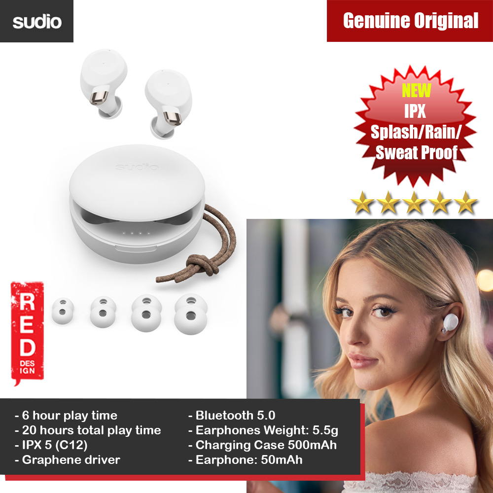 Picture of Sudio FEM TWS True Wireless Bluetooth Earbuds Splash Proof Rain Proof Sweat Proof Earbus Wireless Earphones (White) Red Design- Red Design Cases, Red Design Covers, iPad Cases and a wide selection of Red Design Accessories in Malaysia, Sabah, Sarawak and Singapore 