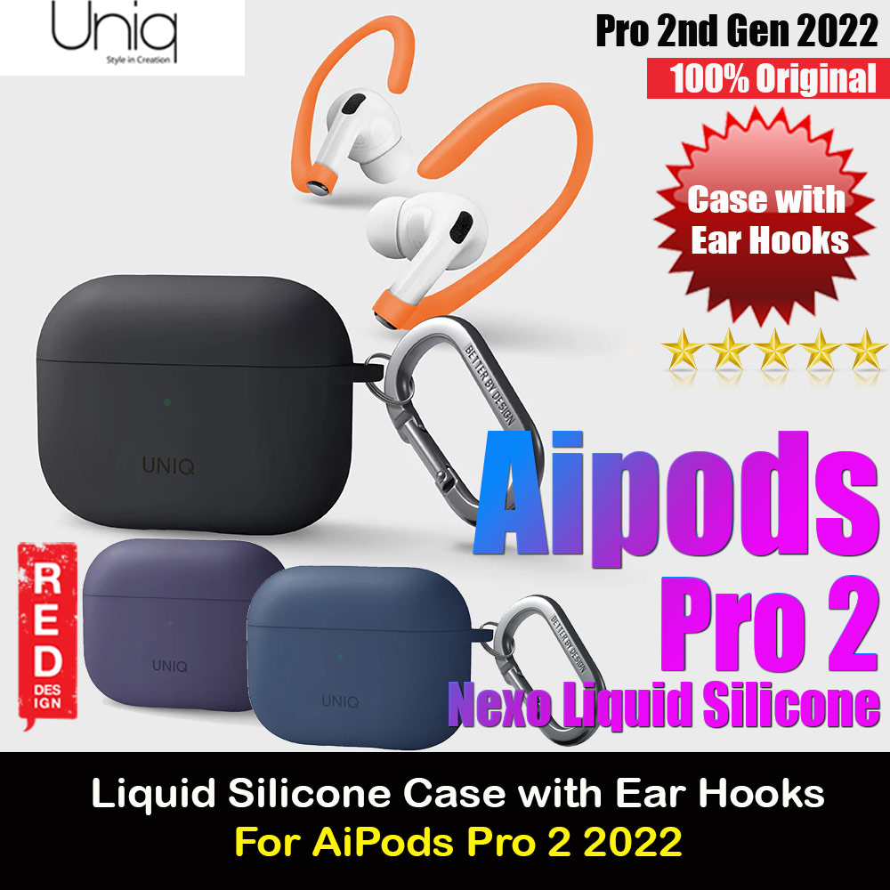 Picture of Uniq Nexo Semi Soft Liquid Silicone Protective Case with Sports Ear Hooks Aluminium Carabiner for Apple Airpods Pro 2 (Grey) Apple Airpods Pro 2- Apple Airpods Pro 2 Cases, Apple Airpods Pro 2 Covers, iPad Cases and a wide selection of Apple Airpods Pro 2 Accessories in Malaysia, Sabah, Sarawak and Singapore 