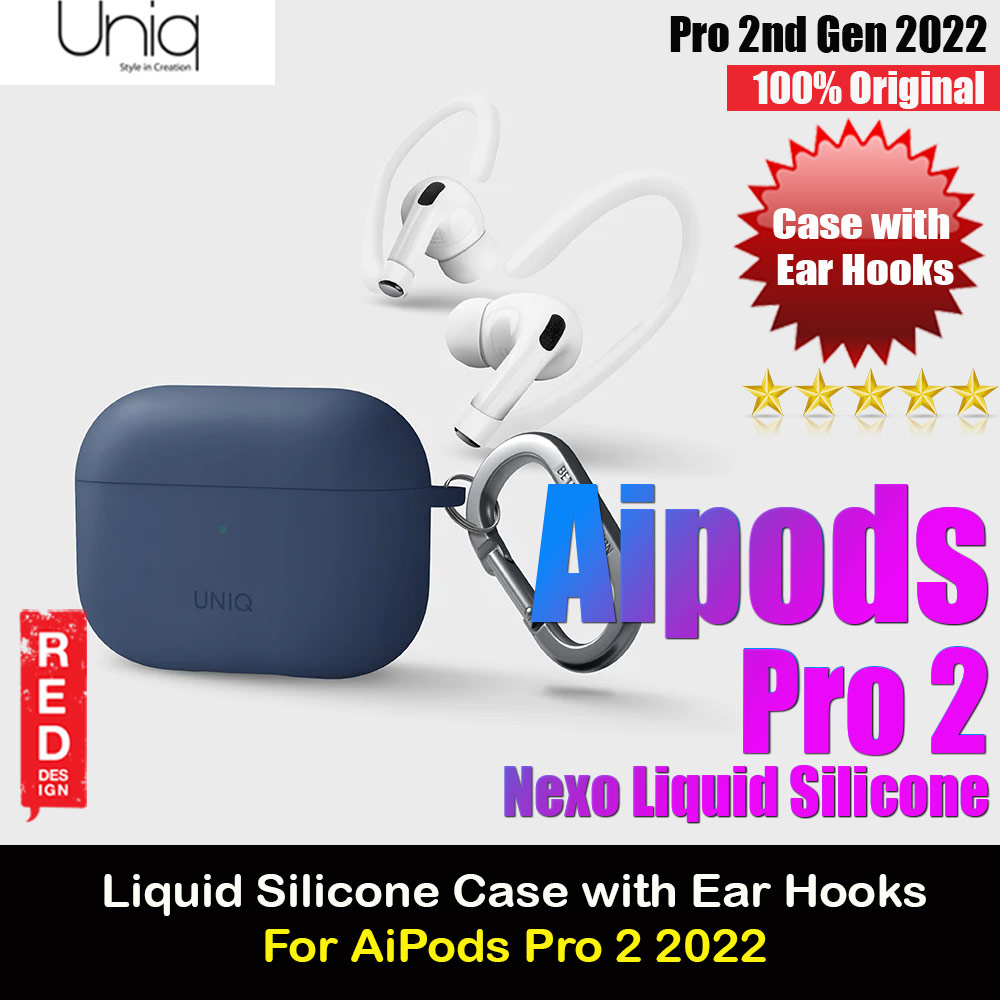Picture of Uniq Nexo Semi Soft Liquid Silicone Protective Case with Sports Ear Hooks Aluminium Carabiner for Apple Airpods Pro 2 (Blue) Apple Airpods Pro 2- Apple Airpods Pro 2 Cases, Apple Airpods Pro 2 Covers, iPad Cases and a wide selection of Apple Airpods Pro 2 Accessories in Malaysia, Sabah, Sarawak and Singapore 