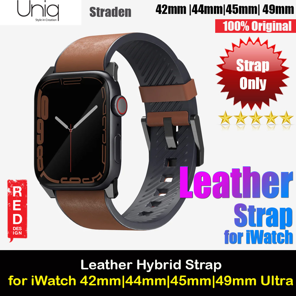 Picture of Uniq Straden Inner Silicone Outer Genuine Leather Strap for Apple Watch 49mm Ultra 45mm 44mm 42mm Series 4 5 6 7 8 SE (Brown) Apple Watch 42mm- Apple Watch 42mm Cases, Apple Watch 42mm Covers, iPad Cases and a wide selection of Apple Watch 42mm Accessories in Malaysia, Sabah, Sarawak and Singapore 