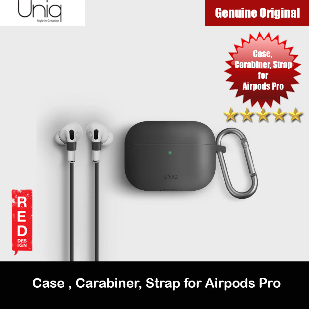 Picture of Uniq Vencer Drop Protection Liquid Silicone Soft Case with Aluminium Carabiner and Strap for Airpods Pro (Grey) Apple Airpods Pro- Apple Airpods Pro Cases, Apple Airpods Pro Covers, iPad Cases and a wide selection of Apple Airpods Pro Accessories in Malaysia, Sabah, Sarawak and Singapore 