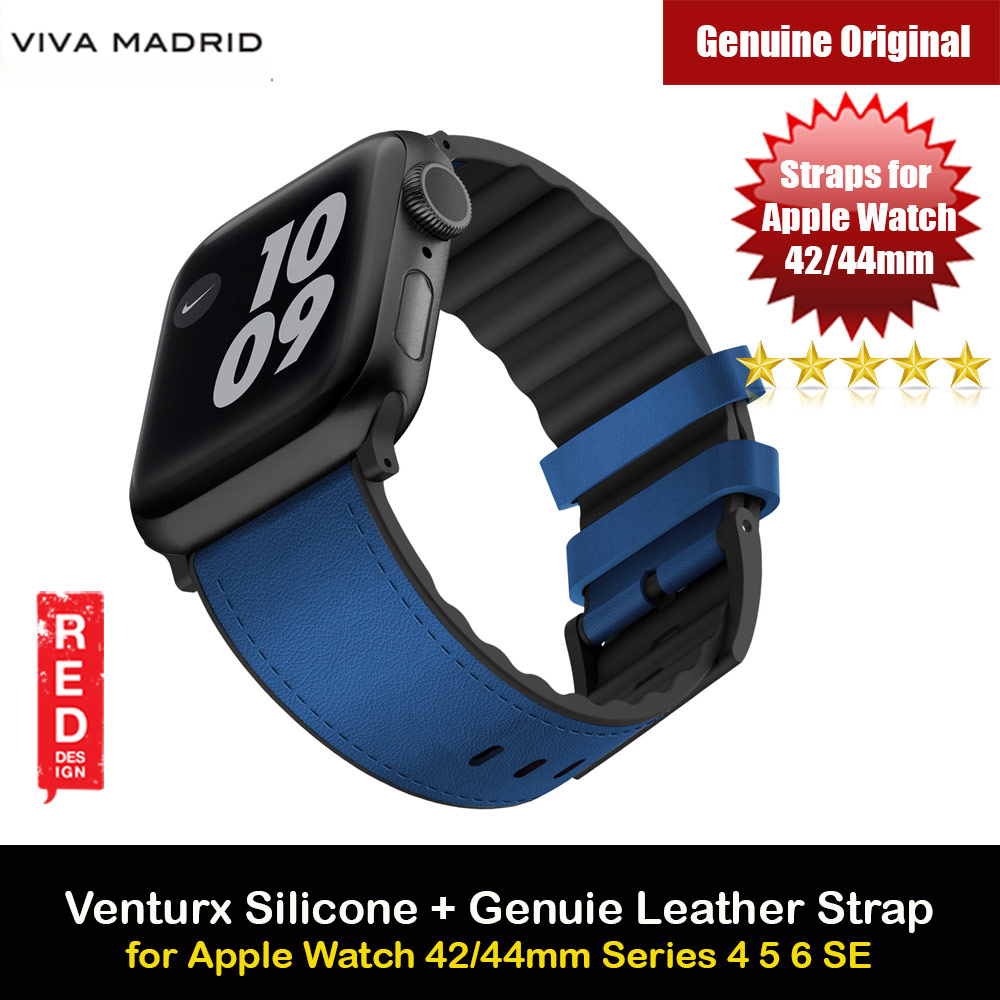 Picture of Viva Madrid Venturx Inner Silicone Outer Genuine Leather Strap for Apple Watch 44mm 42mm Series 4 Series 5 Series 6 Series SE (Blue) Apple Watch 42mm- Apple Watch 42mm Cases, Apple Watch 42mm Covers, iPad Cases and a wide selection of Apple Watch 42mm Accessories in Malaysia, Sabah, Sarawak and Singapore 