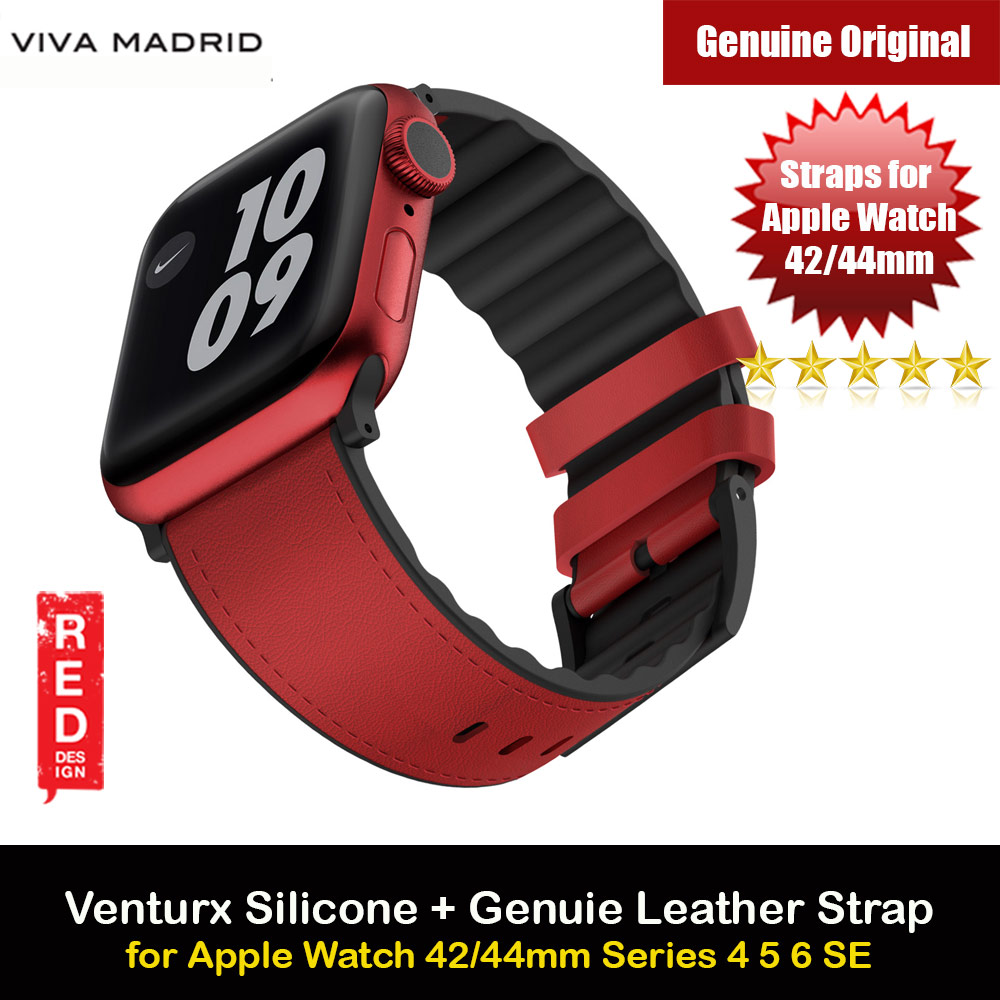 Picture of Viva Madrid Venturx Inner Silicone Outer Genuine Leather Strap for Apple Watch 44mm 42mm Series 4 Series 5 Series 6 Series SE (Red) Apple Watch 42mm- Apple Watch 42mm Cases, Apple Watch 42mm Covers, iPad Cases and a wide selection of Apple Watch 42mm Accessories in Malaysia, Sabah, Sarawak and Singapore 