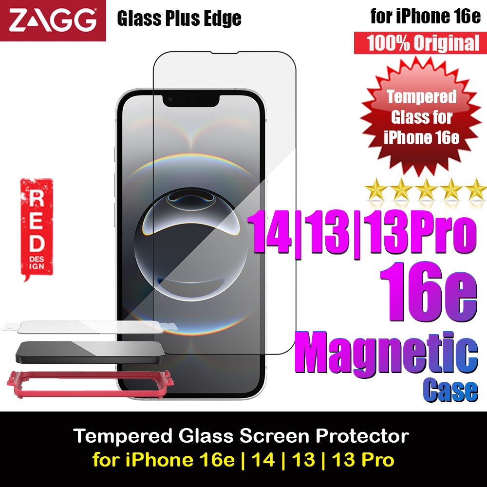 Picture of Apple iPhone 13 6.1 Screen Protector | Zagg iPhone 16e iPhone 14 iPhone 13 iPhone 13 Pro Tempered Glass Screen Protector Glass Plus Edge (Clear)