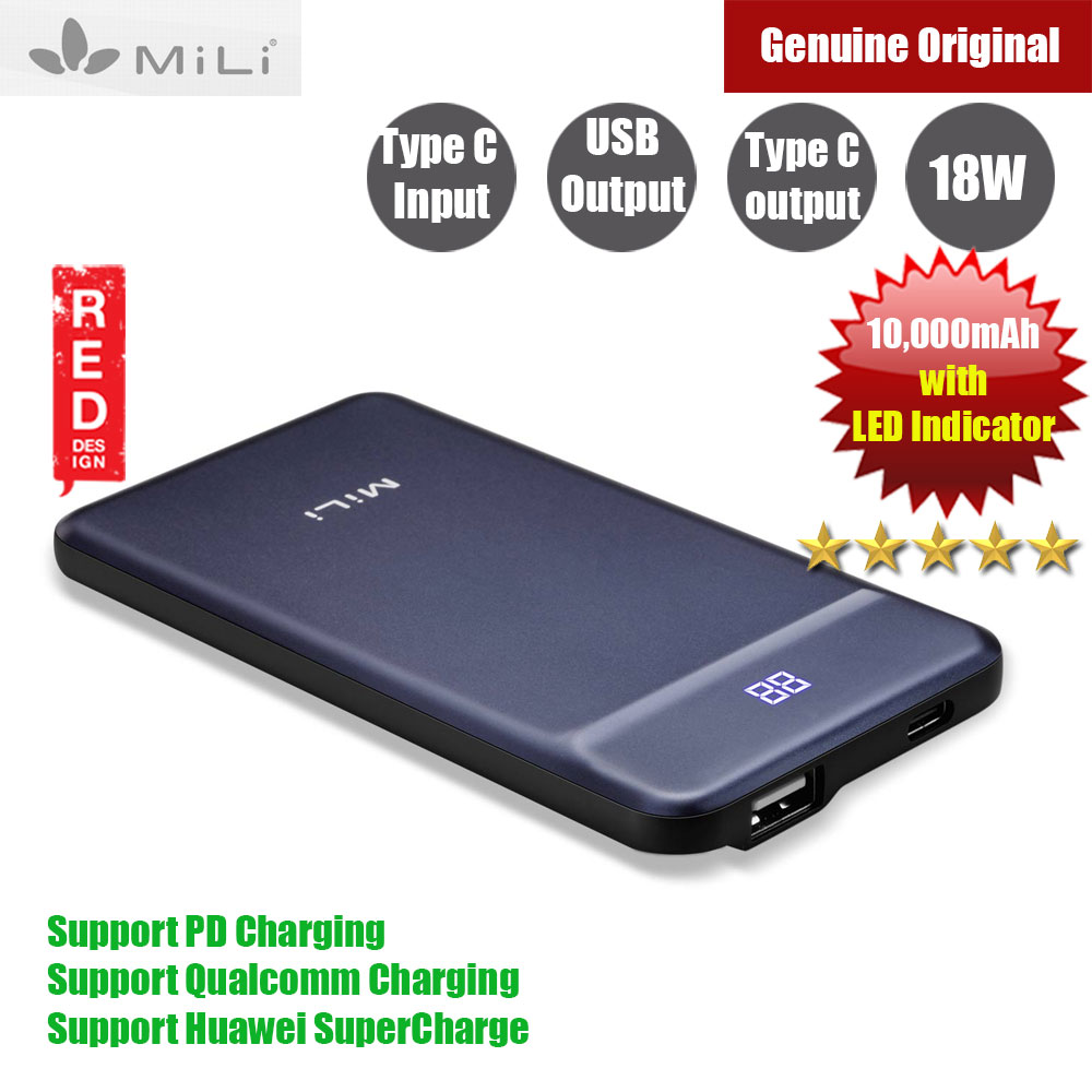 Picture of Mili Power Nova III Power bank PD Charging QC 3.0 Huawei Super Charge with battery indicator 10000mAh (Blue)