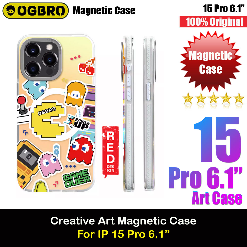 Picture of Apple iPhone 15 Pro 6.1 Case | OGBRO Creative Art Design Magnetic Drop Protection Case with Aluminum Lens Frame Protection for iPhone 15 Pro 6.1 (Gamer Game Over)