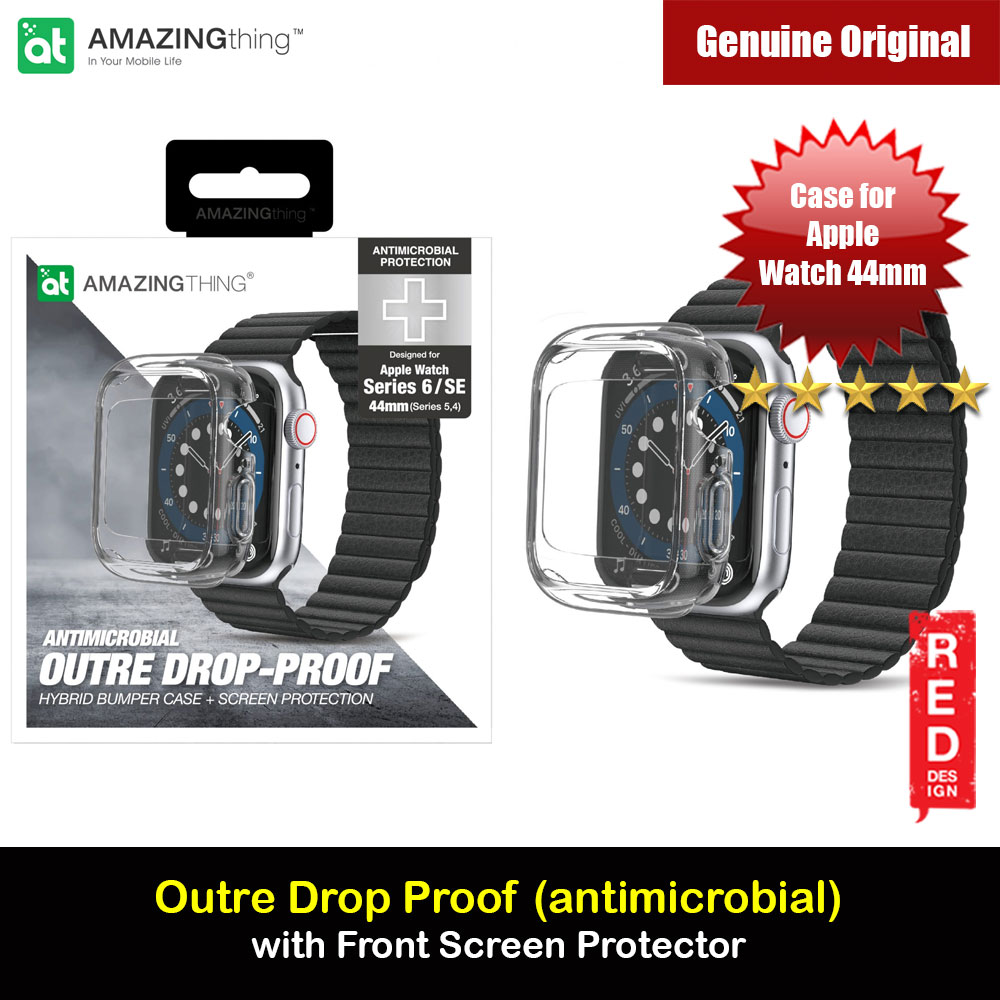 Picture of Apple Watch 44mm Case | Amazingthing Outre Drop Proof Case with Front Built in Screen Protector for Apple Watch 44mm Series 4 5 6 SE (antimicrobial Clear)