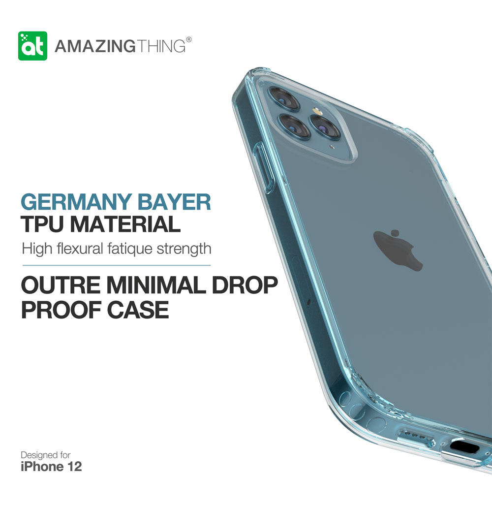 Picture of Apple iPhone 12 6.1 Case | Amazingthing Minimal Military Drop Proof Slim Case with antimicrobial for iPhone 12 iPhone 12 Pro 6.1 (Clear)
