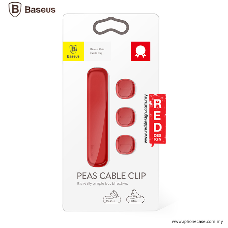 Picture of BASEUS Peas Magnetic Cable Clip USB Cord Holder Wire Management - Red