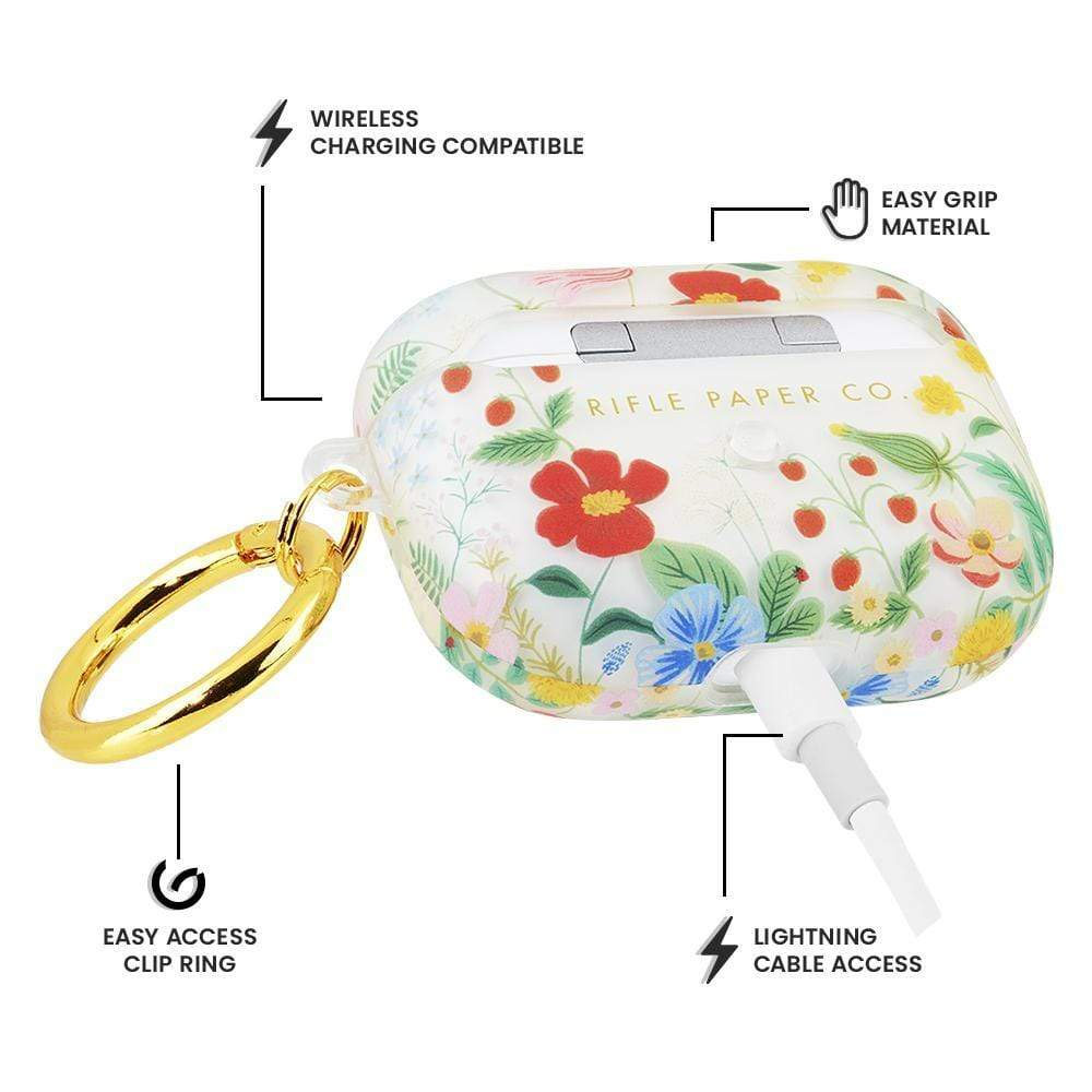 Picture of Apple Airpods Pro  | Case-Mate Case Mate AirPods Pro Airpodspro Airpod Pro AirpodPro Case Rifle Paper Co (Strawberry Fields)
