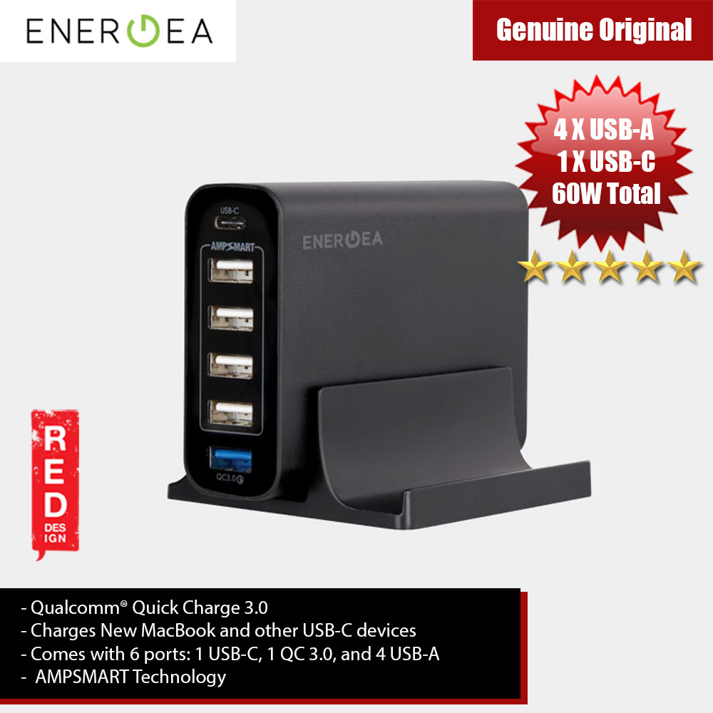 Picture of Energea PowerHub 6C+ 6 Port PD Type-C Qualcomm 3.0 USB A Port 60W Charging Station for iPhone 11 Pro Max iPhone XS Max Galaxy Note 9 Macbook