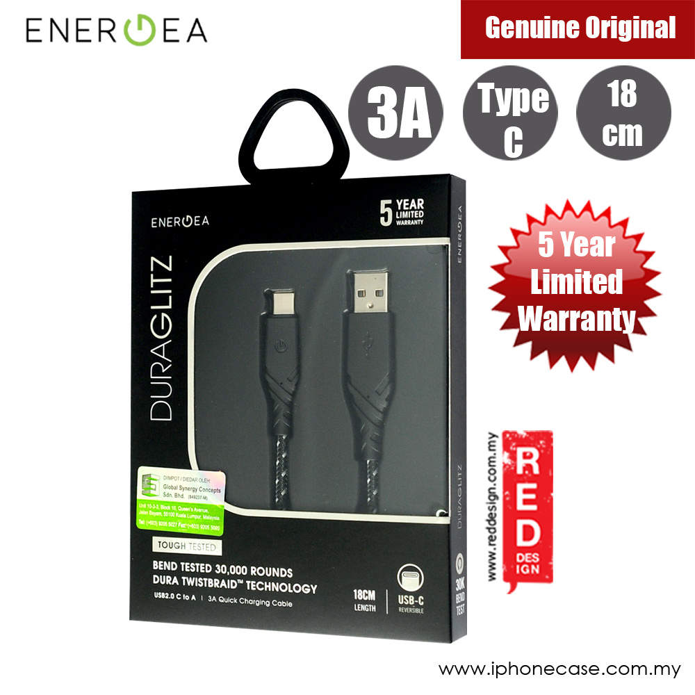 Picture of Energea DuraGlitz 3A Fast Speed Charging Type-C Cable 18cm (Black)