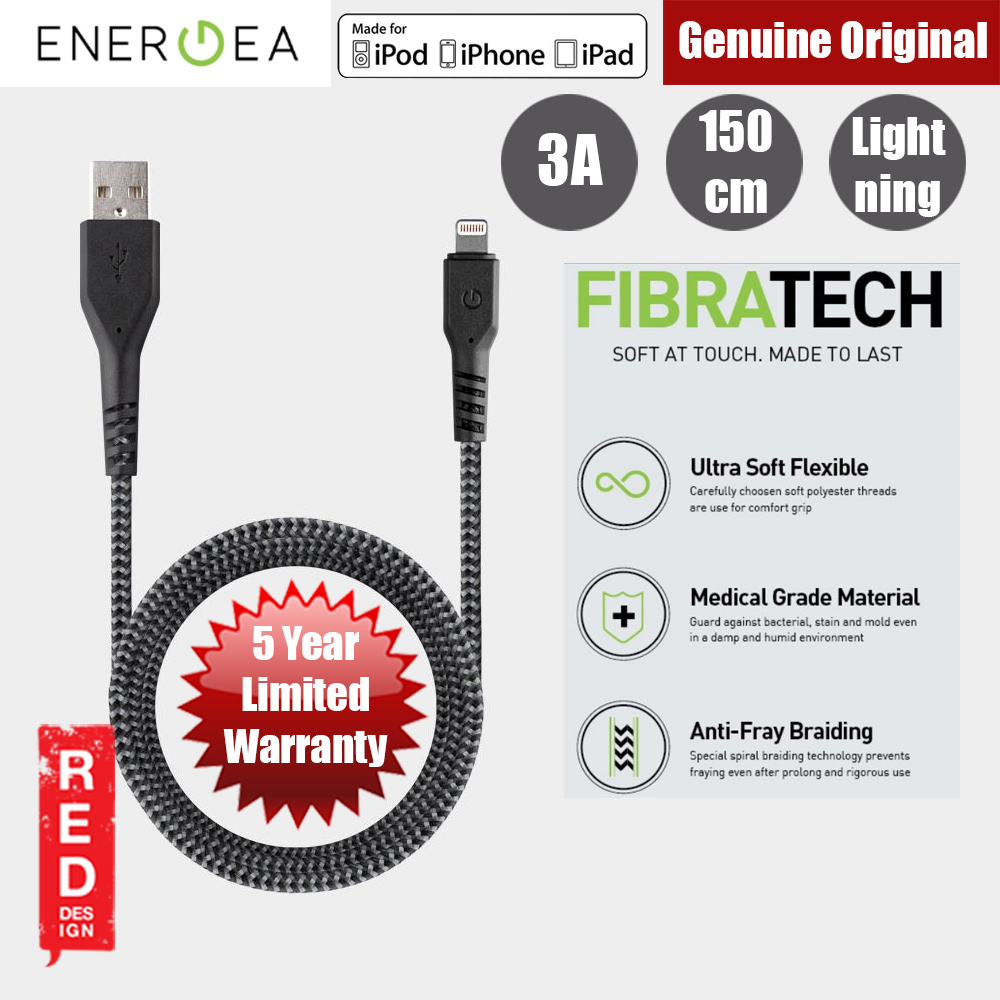 Picture of Energea FIBRA TOUGH Lightning Cable for Apple iPhone X iPhone 8 Plus iPad 150cm (Black)
