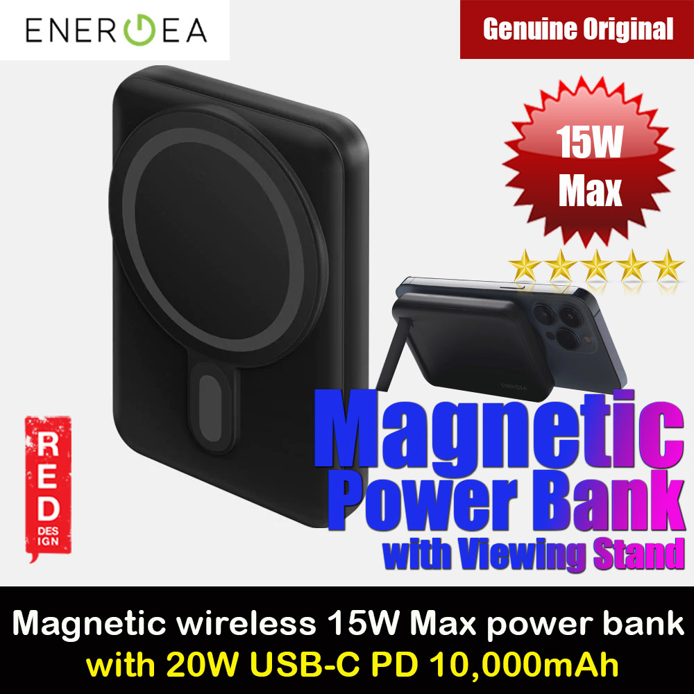 Picture of Energea Magpac Mini Magnetic Wireless Charge Charging Powerbank 15W Max 20W USB-C PD with Viewing Stand (Black)