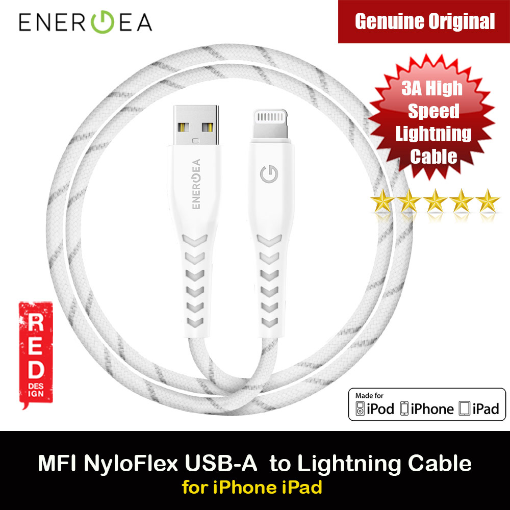 Picture of Energea NYLOFLEX MFI 3A Rapid Charge and Sync Lightning Cable 150CM (White)