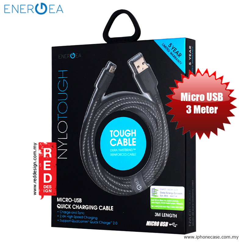 Picture of Energea Duraglitz Micro USB Rapid Charge and Sync Braid Cable 3M - Black