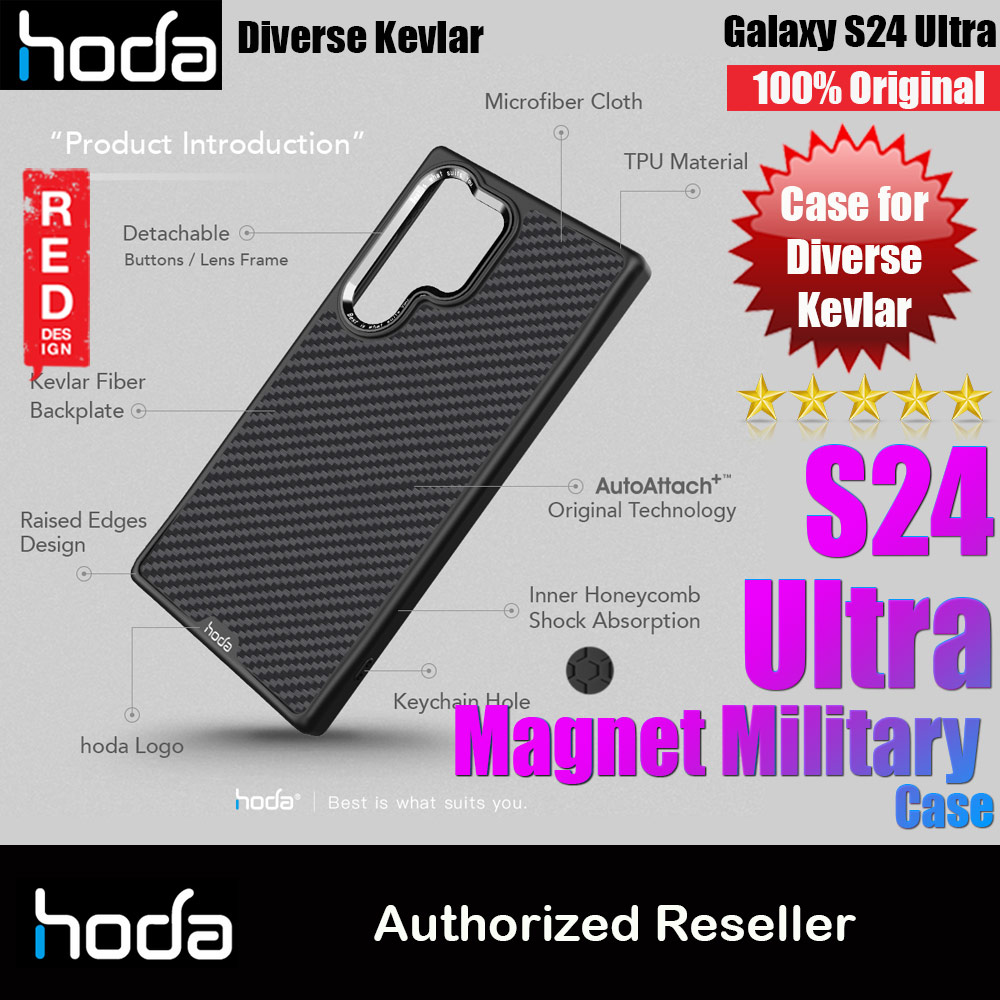 Picture of Samsung Galaxy S24 Ultra Case | Hoda  Diverse Protective Case with Magnet Military Standard in KEVLAR for Galaxy S24 Ultra (Kevlar)