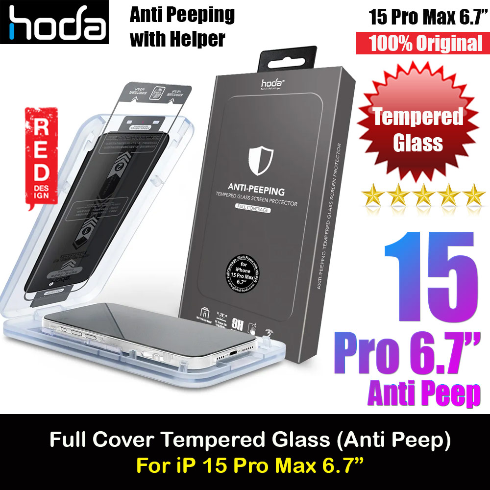 Picture of Apple iPhone 15 Pro Max 6.7 Screen Protector | Hoda 0.33mm 2.5D Full Coverage Anti Peep Tempered Glass Screen Protector for Apple iPhone 15 Pro Max 6.7 (Privacy)