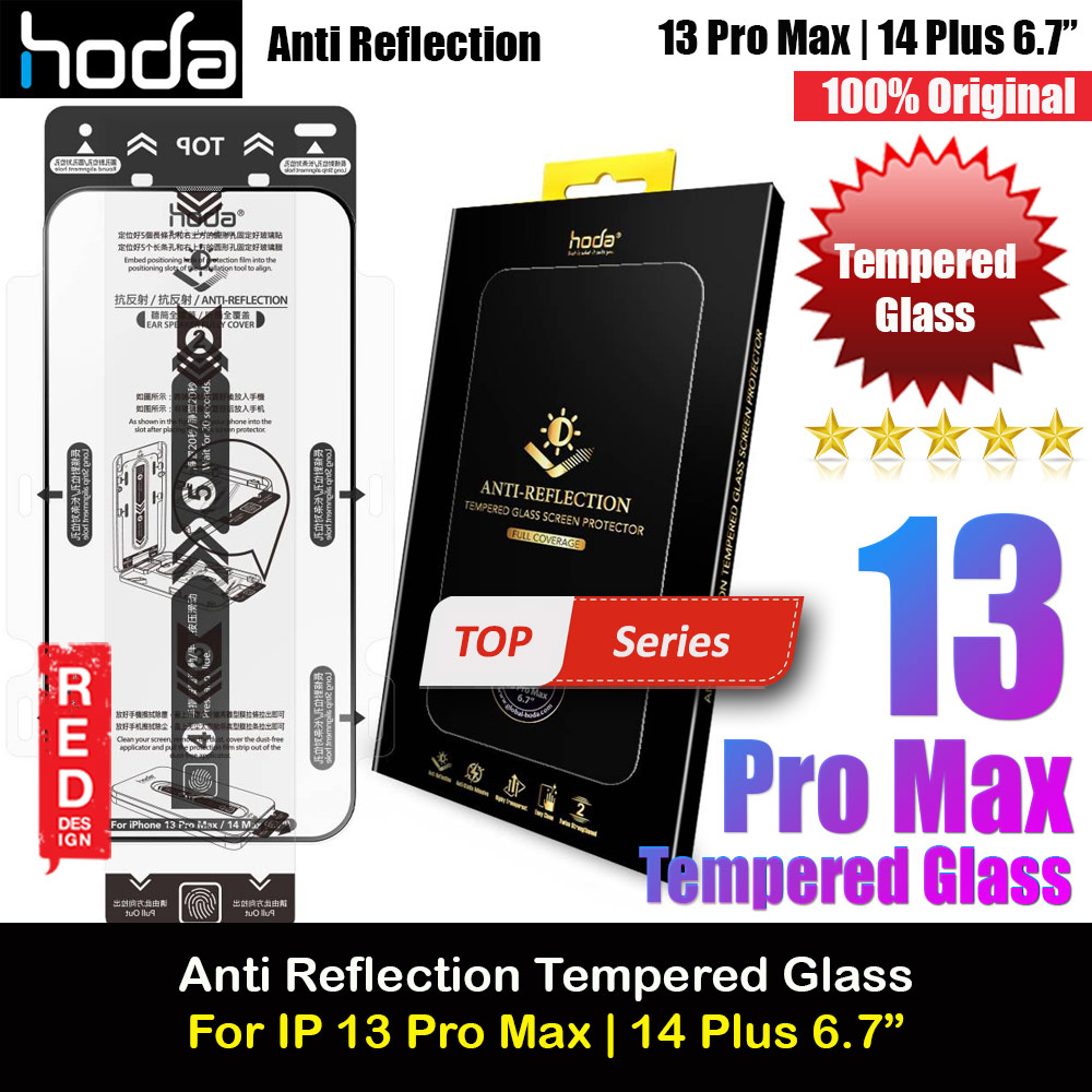 Picture of Apple iPhone 13 Pro Max 6.7 Screen Protector | Hoda 0.33mm 2.5D Full Coverage Anti Reflection Tempered Glass Screen Protector for Apple iPhone 13 Pro Max 6.7 iPhone 14 Plus 6.7  (Anti Reflection)