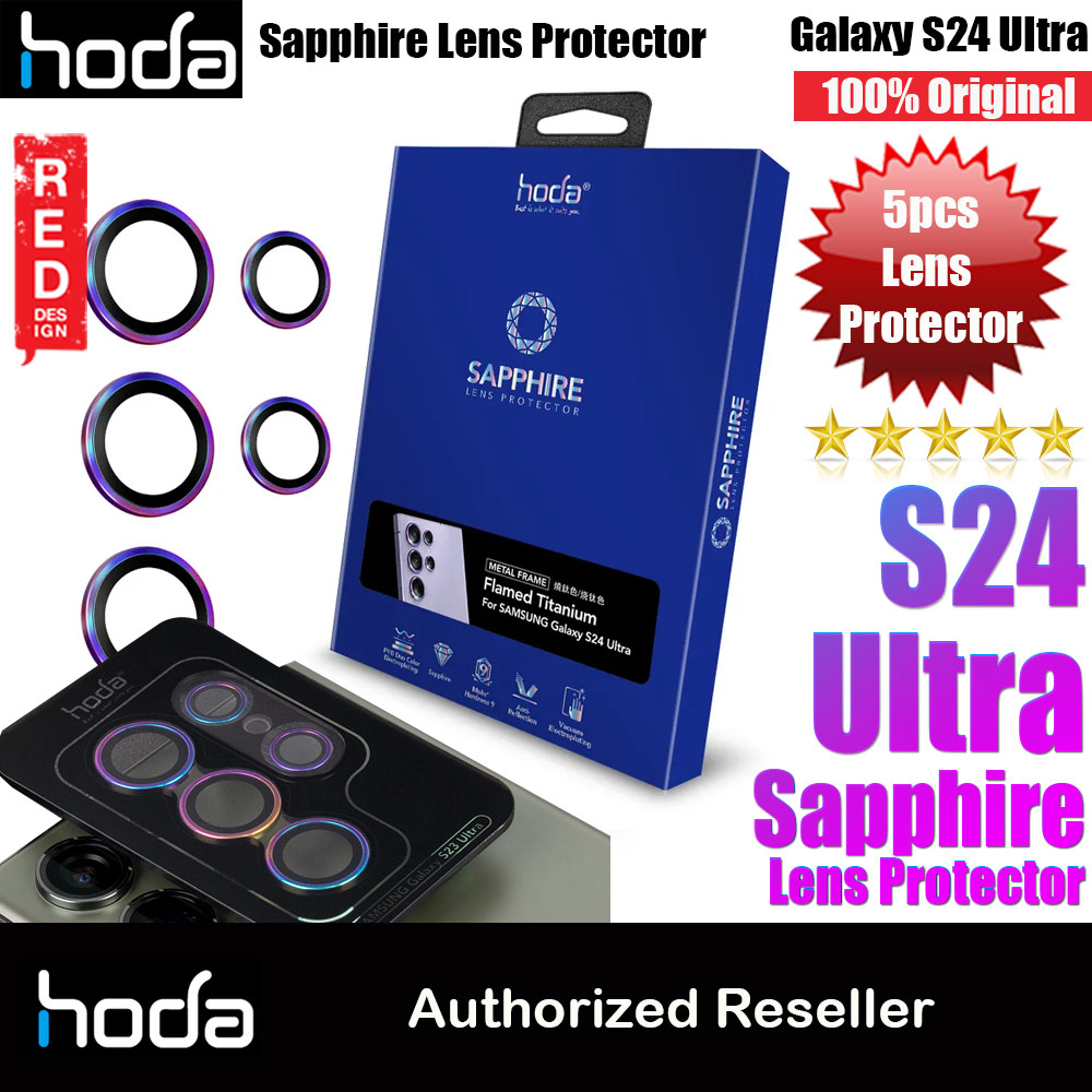 Picture of Samsung Galaxy S24 Ultra  | Hoda Sapphire Lens Protector with Installation Helper for Samsung Galaxy S24 Ultra  (5PCS Flamed Titanium)