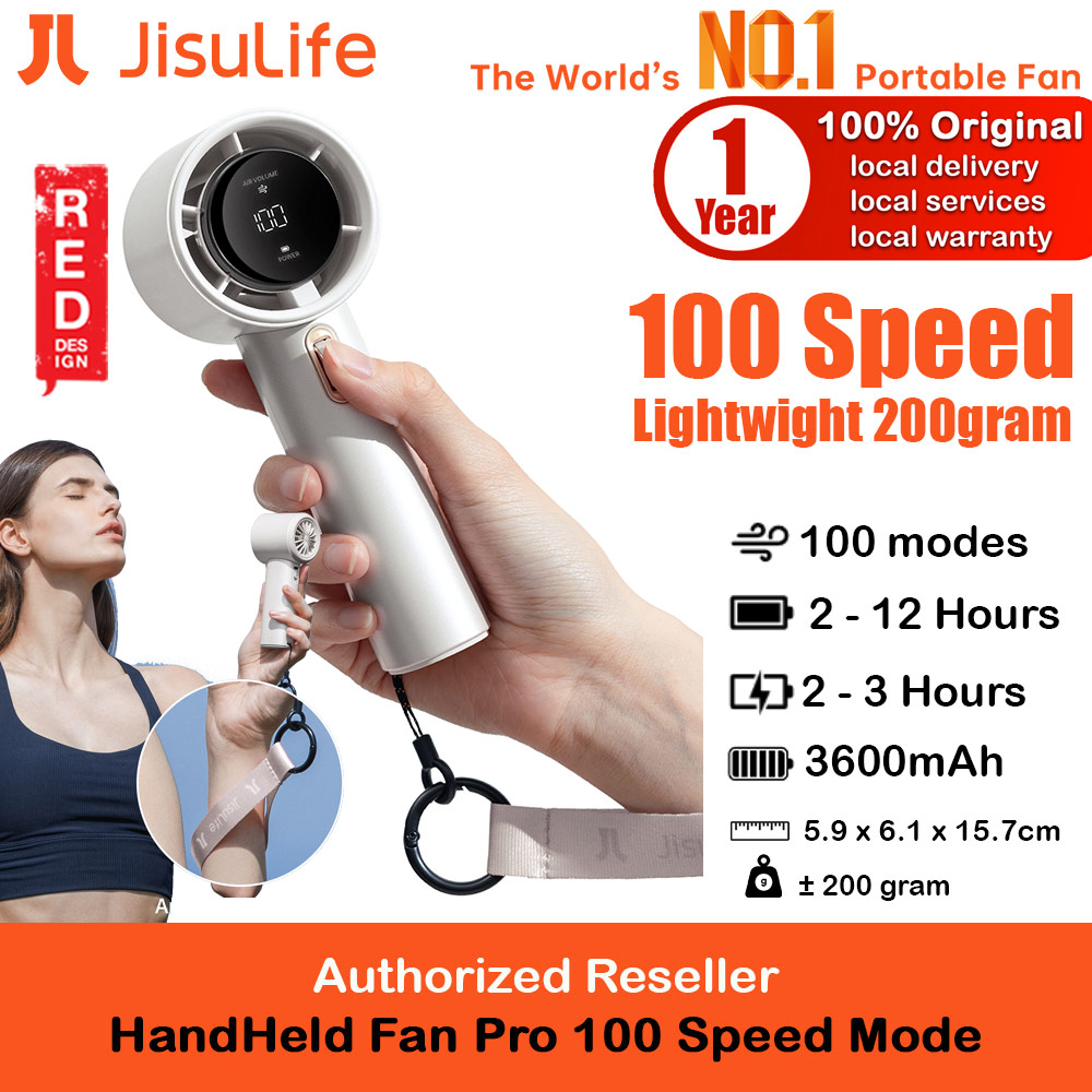 Picture of Jisulife Super Power 100 Speed Turbo Strong Wind Portable Fast Charge Rechargeable 3600mAh Hidden Blade High Quality Handheld Mini Fan for Outdoor Indoor Badminton Court Concert Picnic Camping FA53ABS (White)