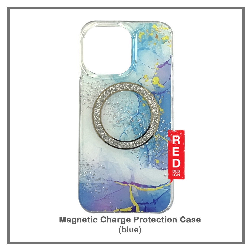 Picture of Apple iPhone 15 Pro Max 6.7 Case | Marble Glitter Sparkling Magnetic Case for iPhone 15 Pro Max (Blue)
